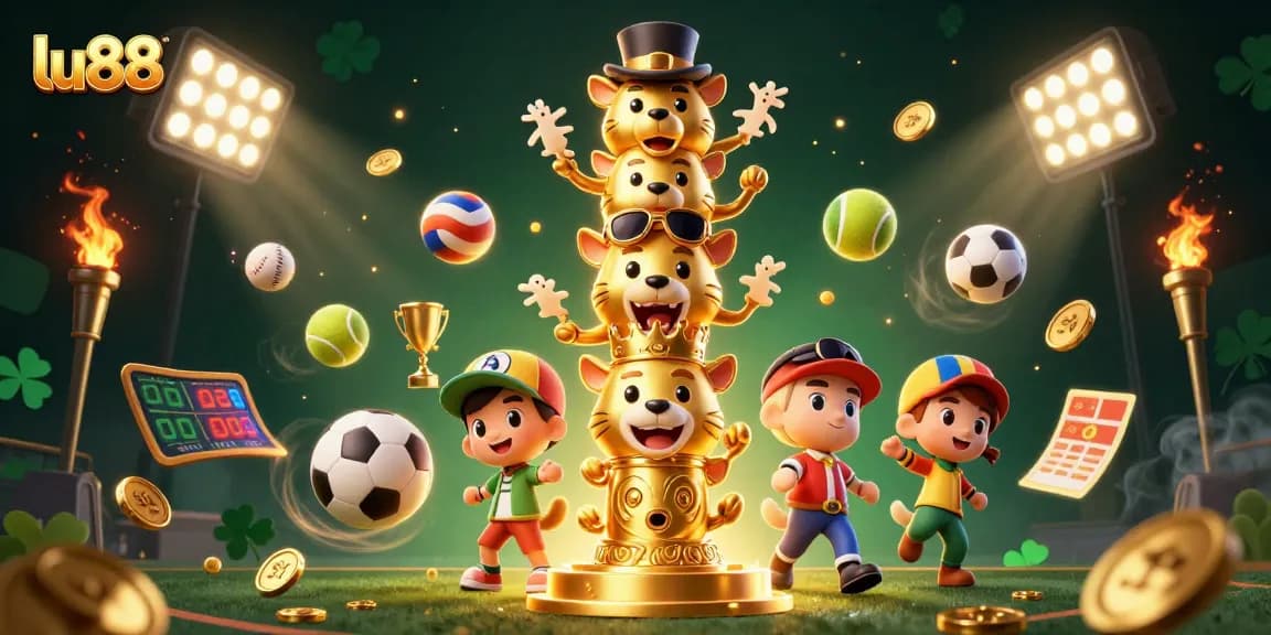 Experience thrilling gameplay at lu88 with vibrant 3D casino action featuring animated characters and sports elements.