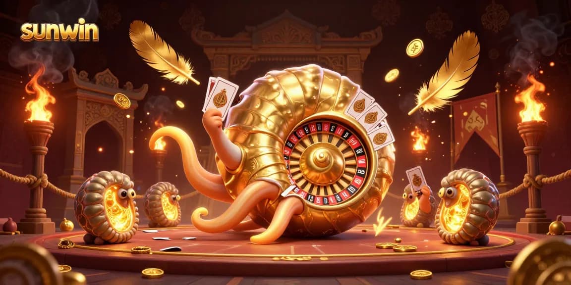 Experience the exciting world of sunwin casino with an ancient giant nautilus and golden elements.