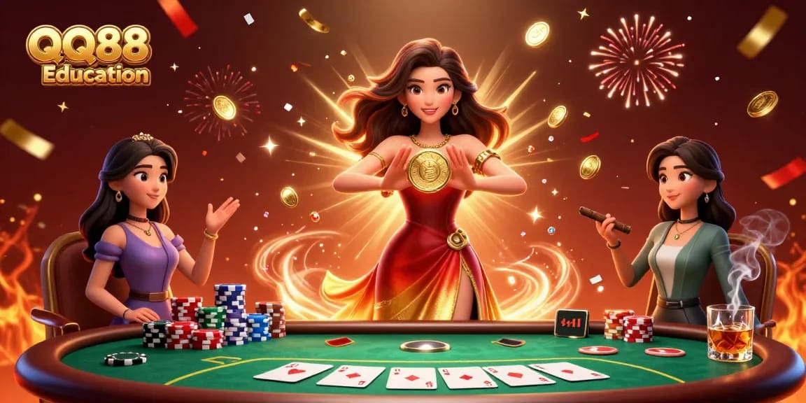 Experience the thrill of QQ88 Education in this vibrant casino scene with stunning visuals and winning energy.