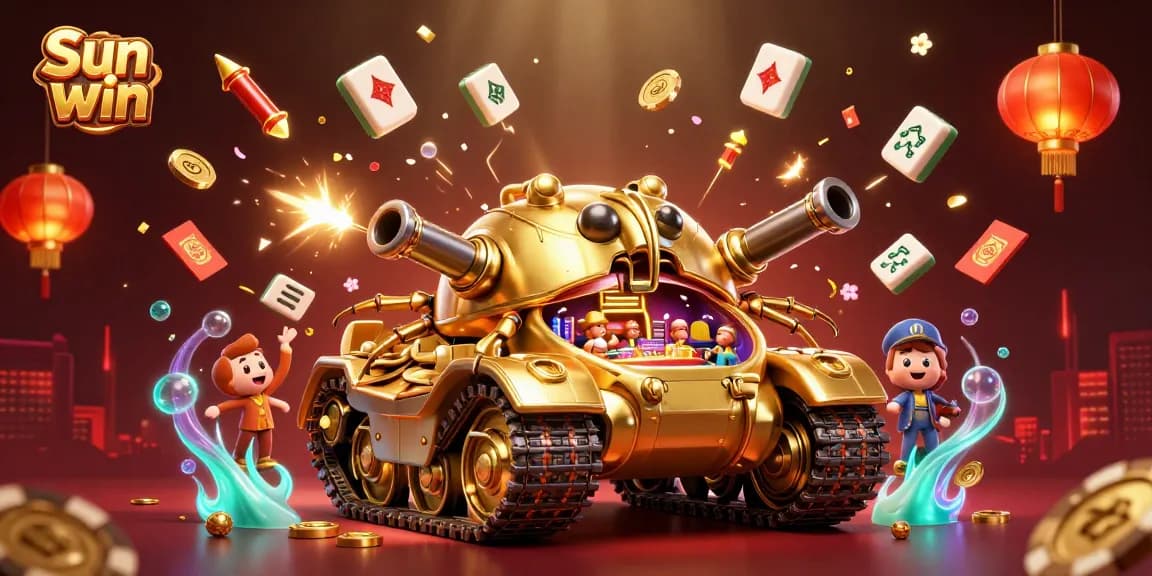 Engage with Sun win in a vibrant casino scene featuring a golden beetle tank celebrating wins.