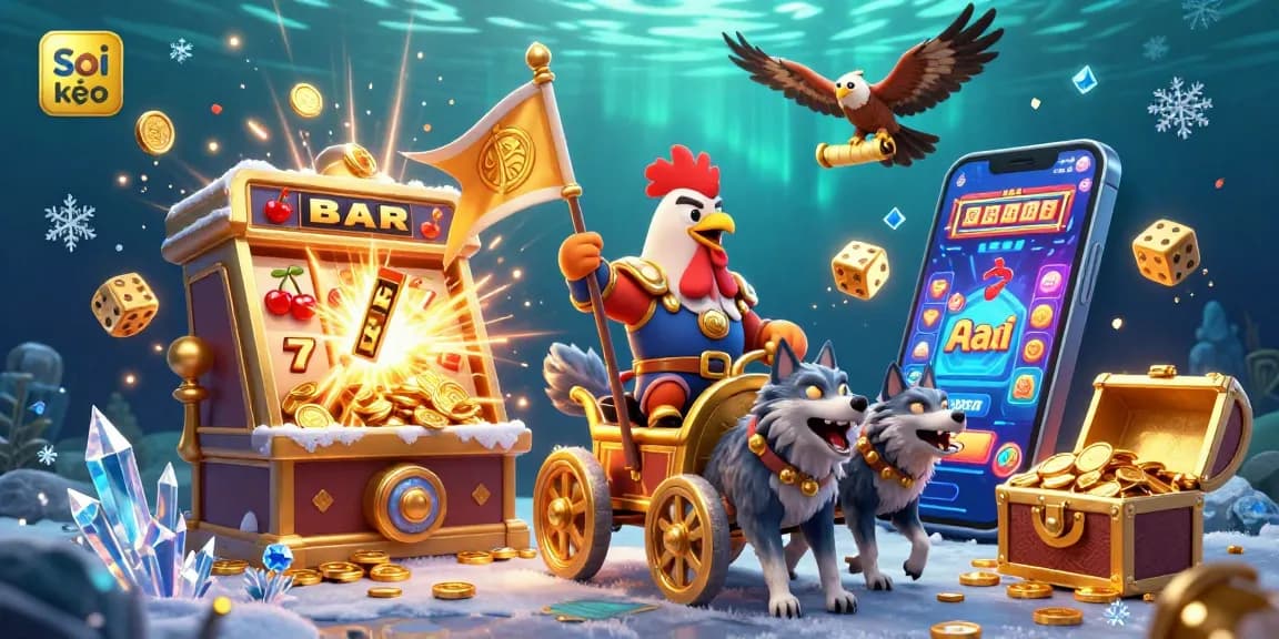 Engage in the thrill of soi kèo with a vibrant 3D illustration showcasing dynamic casino elements.
