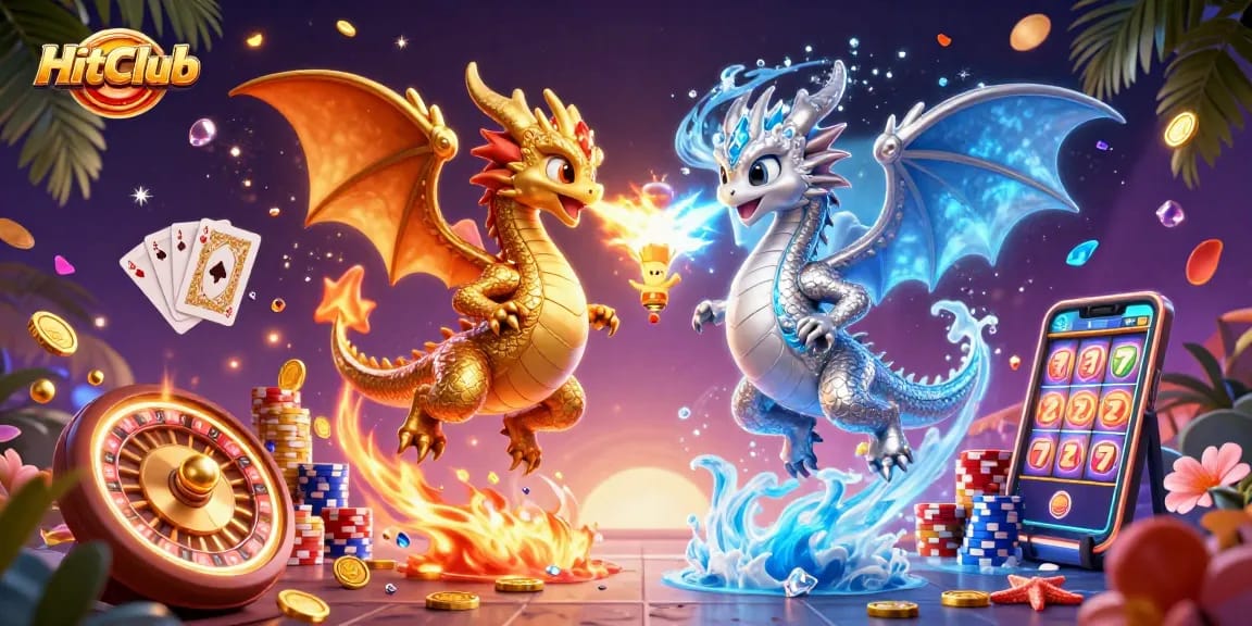 HitClub offers thrilling gaming with intertwined dragons and dynamic casino elements.