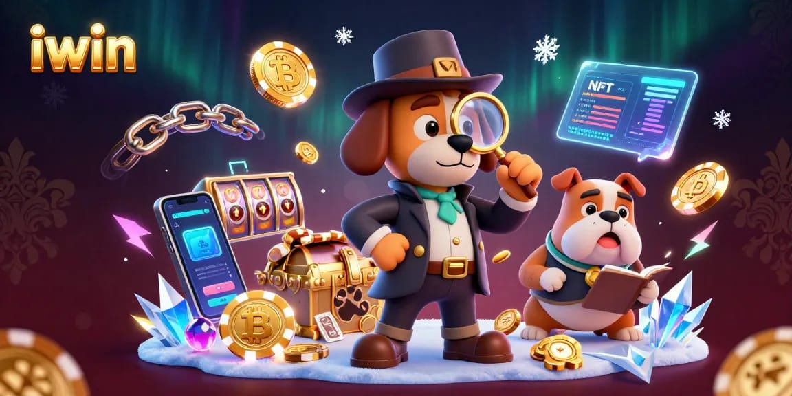 Play exciting games at iwin with a detective investigating clues and vibrant casino elements.