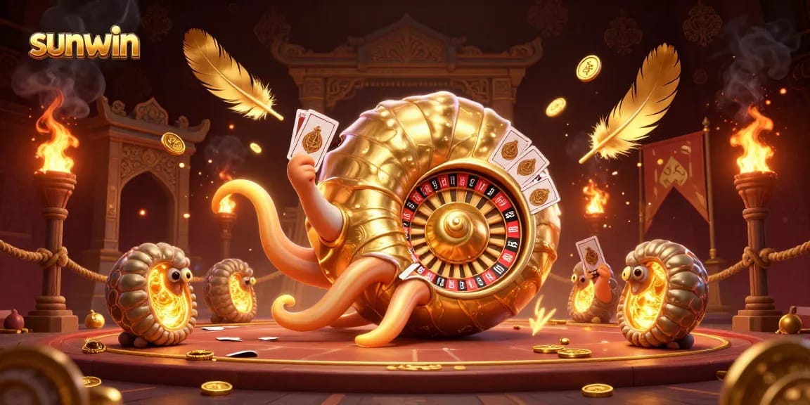 Experience the exciting world of sunwin casino with an ancient giant nautilus and golden elements.