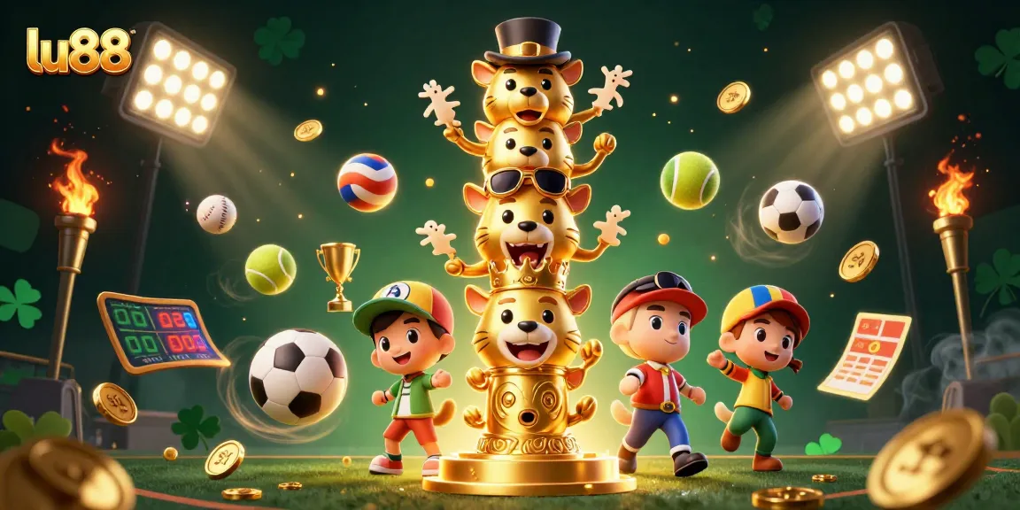 Experience thrilling gameplay at lu88 with vibrant 3D casino action featuring animated characters and sports elements.