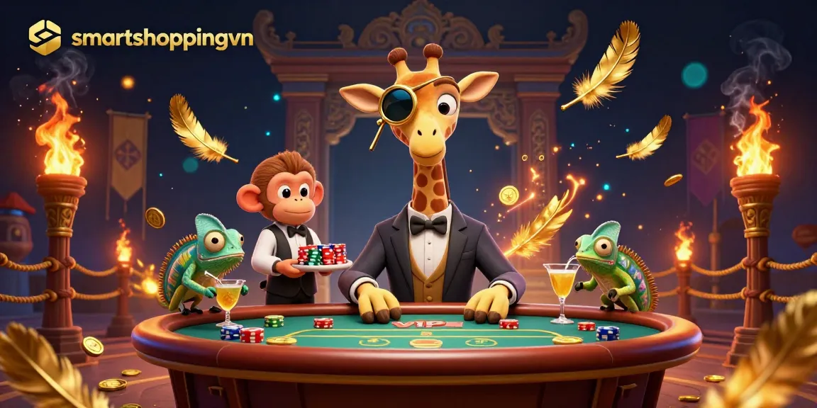 Engage with smartshoppingvn and win at a virtual casino with high-roller giraffe and friends!