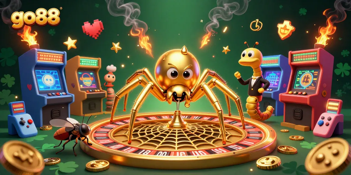 Experience the excitement at go88, where the golden spider spins a roulette web while eager players bet.
