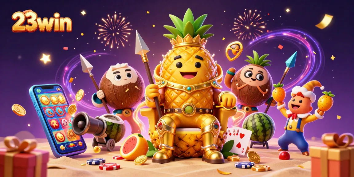 Experience the excitement of 23win with vibrant casino characters celebrating a jackpot.