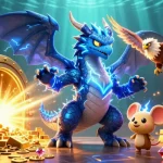 Experience the excitement of ta88 with a vibrant 3D casino scene filled with riches and gaming symbols.
