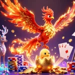 Experience the thrill of lucky88 with a vibrant 3D phoenix, radiant game elements, and cascading treasures.
