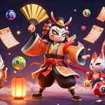 Experience red88's vibrant gameplay with kabuki warriors and lottery excitement in a colorful, dynamic casino scene.