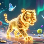 Cakhiatvcc showcases thrilling gameplay with a neon tiger in a vibrant digital casino.
