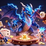 Experience the thrill of lode88 with vibrant casino scenes, explosion of coins, and dynamic characters.