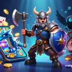 Engage in epic battles with sky88us featuring a Viking warrior, dragon, and rich gaming elements.